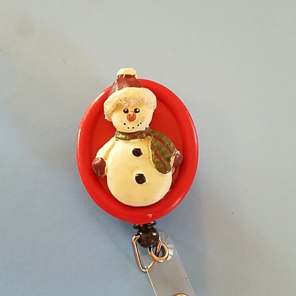 Snow Man Retractable Name Badge Holder